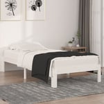 Cadre de lit Blanc Bois massif 90x190 cm Simple - The Living Store - Blanc