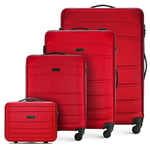 WITTCHEN Valise de Voyage Set de 4 valises Bagages à Main Trousse de Toilette Set de valises en ABS avec 4 roulettes pivotantes Serrure à Combinaison Poignée télescopique Globe Line Rouge