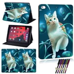 (iPad Pro 2nd Gen10.white cat)Tablettikotelo Apple IPad 5th Gen/7th Gen/8th Gen/Air 2/3/IPad 2/3/4/iPad Pro/1st Gen/2nd Gen/IPad Mini 1/2/ 3/4/5 Cover+ Pen -tietokoneen kannet ja kuoret