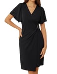 GRACE KARIN Robe Femme Moulante Business Travail Chic Robe de Soirée Cérémonie Manche Mousseline Grande Taille Noir -1 XXL