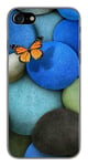 Coque en silicone imprimée compatible Apple iPhone 8 Papillon galet bleu