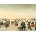 Artery8 Avercamp Enjoying The Ice Near A Town Painting Art Print Canvas Premium Wall Decor Poster Mural