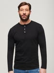 Superdry Long Sleeve Jersey Grandad Top, Black