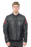 Infinity Leather Mens Black Retro Bomber Jacket - Rome - Size X-Large