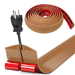 Bocguy 3M Cache Cable Sol, Petit Canal de câble Flexible,Goulotte Passe Cable Sol Silicone, Cache Fil Électrique Sol Auto-Adhésif Facile à Couper Montage pour Tous Les Câbles (Marron)