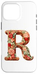 Coque pour iPhone 16 Pro Max Monogrammed Christmas Floral Initial R Gingerbread Letter R