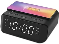 Groov-e Atlas Alarm Clock Radio with Wireless Charging Pad - Black