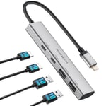 RSHTECH USB C Hub 10Gbps, Hub USB 3.1/3.2 Gen 2 à 4 Ports avec 2 Ports Données USB-C et 2 Ports USB-A, Répartiteur USB C Portable Aluminium pour MacBook Pro et Autres Périphériques Type C, (RX05)