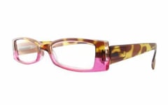 Calabria 4371 Bi-Color Reading Glasses&Matching Cleaning Case Tortoise-Pink +5