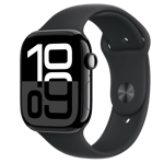 Apple Watch Series 10 (GPS + Cellular) • Aluminiumboett gagatsvart, 46 mm • Sportband svart – M/L