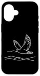 Coque pour iPhone 16 Line Art Oiseau et ornithologue Colombe à ailes blanches