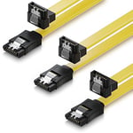 deleyCON 3x 0,5m SATA III S-ATA 3 Câble de Données HDD SSD Câble de Raccordement Câble de Connexion Un Clip en Métal 6 Gb/s 1x Fiches Droites 1x 90° de Type L - Jaune