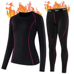 ZDQ Ensemble sous Vetement Thermique Femme Hiver Fonctionnels Chaud Manches Longues Léger Base Layer Running Ski Pantalon Noir 42