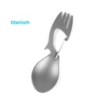 Multi Tool Spork, rostfritt stål / för titan sked, gaffel, karbinhake och flasköppnare, vanlig A