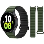 HITZEE Compatible avec Bracelet Samsung Galaxy Watch 7/FE/6 40mm 44mm/Watch 6 Classic/Watch 5/Watch 4, 20mm Bracelet Magnétique Silicone Band pour Galaxy Watch 4 Classic/Watch 5 Pro, Vert-Noir