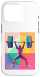 Coque pour iPhone 16 Pro Musculaire Guy Overhead Pressing a Massive Barbell