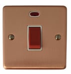 G&H CRG46W Standard Plate Rose Gold 45 Amp DP Cooker Switch & Neon Single Plate