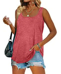 iChunhua Women's Vests Summer Plain Sleeveless Long Going Out Tank Tops T Shirt Pink Small