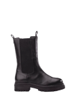 Moda in Pelle Giala Leather Faux Fur Lined Chunky Mid Calf Chelsea Boots, Black