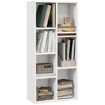 HOMCOM Bibliothèque Meuble de Rangement étagère Cube avec 7 Compartiments pour Salon, Chambre, Bureau - 50l x 24P x 106H cm, Blanc