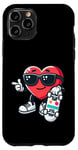 Coque pour iPhone 11 Pro Skateboard patineur coeur Saint-Valentin