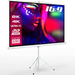 Professionnel MISATI Écran de trépied 260 cm Image 244 x 137 cm (110"") 16:9|Écran de Projection pour projecteur Home Cinema Écran trépied LCD LED