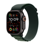 Apple Watch Ultra 2 GPS + Cellular 49mm Svart Titanboett med Mörkgrön Bergsloop - Large