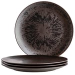 MÄSER Lot de 4 grandes assiettes de présentation rondes en bronze métallisé avec vernis brillant élégant - Également comme assiettes à pizza, assiettes de service et assiettes décoratives, 4 assiettes