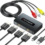 Convertisseur Double Port Hdmi Vers Rca, Adaptateur 2 Hdmi Vers Composite Av Cvbs Pour Les Anciens Télév Urs, Entrée Hdmi 2 Ports Choisissez Un Pour Convertir La Sortie Av