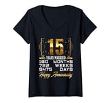 Womens 15 Years Married - Funny 15th Wedding Anniversary V-Neck T-Shirt