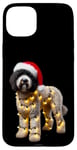 iPhone 15 Plus White Lagotto Romagnolo Santa Hat Christmas Lights Dog Owner Case