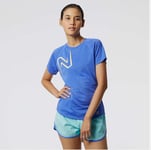 New Balance Womens Printed Impact Run SS Top