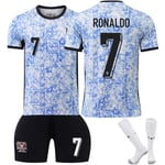 UEFA Euro 2024 Portugal Bortalag Barn Fotbollströja Nr.7 Ronaldo M