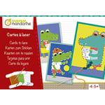 Avenue Mandarine KC098C - Boite Créative enfant - 4 Cartes + 4 Enveloppes + 4 Pelotes de Laine - À partir de 4 ans - CARTES A LACER CROCO