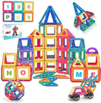 Theefun Construction Magnetique Enfant 136 Pièces, Blocs de Construction Magnétique Jeux de Construction Magnetique pour Garçons et Filles Créatif et éducatif pour Enfants de 3 4 5 6 7 Ans