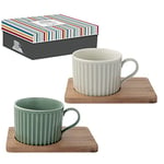 Easy Life COFFRET 2 TASSES A THE 25CL EN PORCELAINE AVEC SOUCOUPE ACCACIA TAKE A BREAK