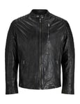 JACK & JONES Men's Jjerichard Leather Jacket Noos, Black, L