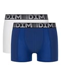 DIM Boxer Homme Long 3D Flex Air Respirabilité x2, Bleu Acier/Blanc, XXL