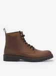 Barbour Harvey Leather Derby Lace Up Boots - Brown, Brown, Size 7, Men