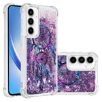 IMEIKONST Samsung Galaxy A35 5G Glitter Case, Sparkle Liquid Quicksand Clear Transparent Sequin Slim Shell for Girls Silicone TPU Bumper Shockproof Cover for Samsung A35 5G. Bling Dream Campanula YB