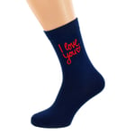 I Love You Design Valentine Birthday Navy Blue Mens Socks UK Size 5-12 X6N941