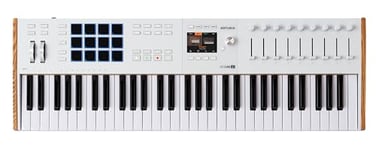 Arturia KeyLab 61 MK3 White MIDI Controller Keyboard for Music Production, with All-in-One Software Package- 61 Keys, 9 Encoders, 9 Faders, 1 Modulation Wheel, 1 Pitch Bend Wheel, 12 Pads- White