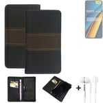 Phone Case + earphones for POCO X6 Wallet Cover Bookstyle protective