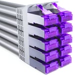 10X 0,25M Cat7 Câble Réseau - 10 Gigabit - Court 25Cm Rj45 Câble De Raccordement Câble Ethernet (Cuivre, Sftp Pimf Blindage) Lan Dsl Modem Routeur Panneau De Brassage Cat7 Cat6 Cat5 - Gris