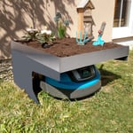 Garage pour tondeuse-robot avec bac à plantes HWC-G60 37x60x70cmacier inoxydable, anthracite