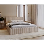 Lit double 140x200 Billo - Lit avec sommier, tête de lit - lit adulte - Beige (Anthology 3)