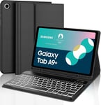 Clavier Samsung Tab A9 Plus 11"" 2023, Rétroéclairage 7 Couleurs, Azerty Français Étui Clavier Magnétique Bluetooth Sans Fil Etui Housse Pour Samsung Tab A9 Plus (Sm-X210/X216/X218), Noir