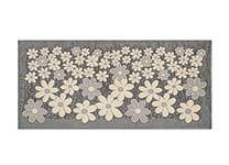 BIANCHERIAWEB Tapis de Cuisine antidérapant, Lavable et thermocollant, 55 x 80 cm, Motif Floral, Gris, fabriqué en Italie, fabriqué en Italie, Tapis de Cuisine