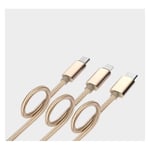 Câble 3 en 1 Pour Enceinte Bose SoundWear Companion Android, Apple & Type C Adaptateur Micro USB Lightning 1,5m Metal Nylon - OR