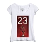 T-Shirt Femme Col Echancré Michael Jordan 23 Chicago Bulls Basket Superstar Goat